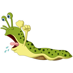Cute slug cartoon isolated on white background