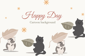 cute kawaii cat cartoon template background