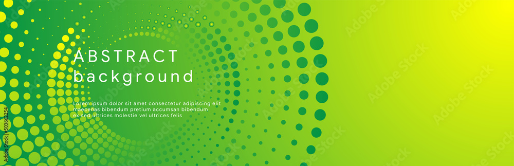 Poster abstract geometrical green minimal background with halftone circle frame vector business long banner