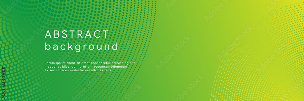 Poster abstract geometrical green minimal background with halftone circle frame vector business long banner