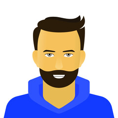 Smiling man in blue hoodie
