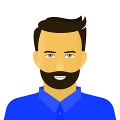 Smiling man in blue shirt