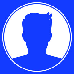 blue silhoutte man with border