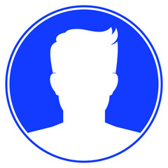 blue silhoutte man with border