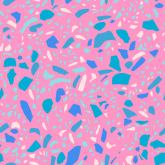 Fun terrazzo flooring seamless pattern. Abstract marbling geometric shape background