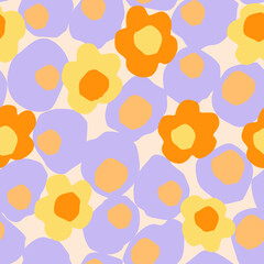 Big hand drawn flower with dot, blob, spot, blot, circles texture background.