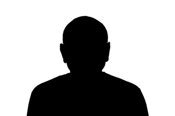 Unknown male person silhouette isolated on white background