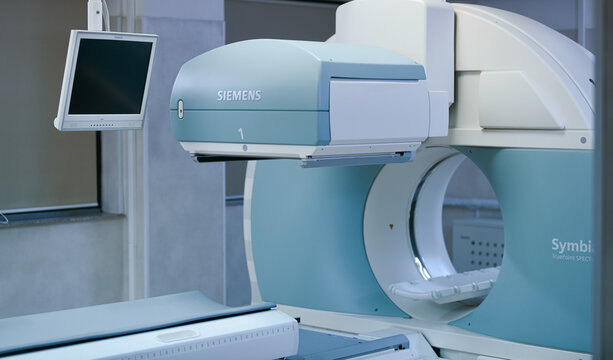 A Siemens Computer Tomography PET CT Medical Machine At A Radiology Section Inside A Hospital. Medical Equipments. Romania, 2022.