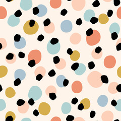 Irregular polka dots seamless pattern in retro style