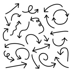 Hand drawn arrow vector icons set.