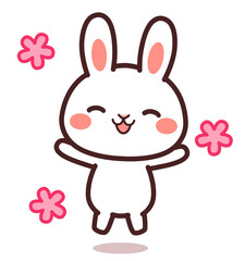 ジャンプしている兎のかわいいキャラクター　イラスト