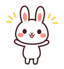 喜んでいる兎のかわいいキャラクター　イラスト