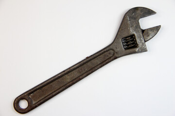 Adjustable wrench isolated on the white background