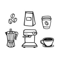 hand drawn coffee element vector illustration 