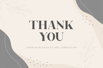 Abstract organic shape with editable text wedding thank you card template. Vector illustration