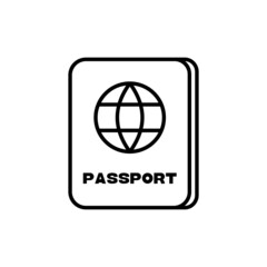 Passport, id, citizen document, international passport cover, template black line icon. Outline symbol, sign used for: illustration, infographic, logo, app, web design, dev, ui, ux, gui. Vector EPS 10