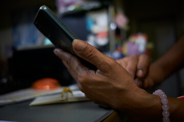 person using digital tablet