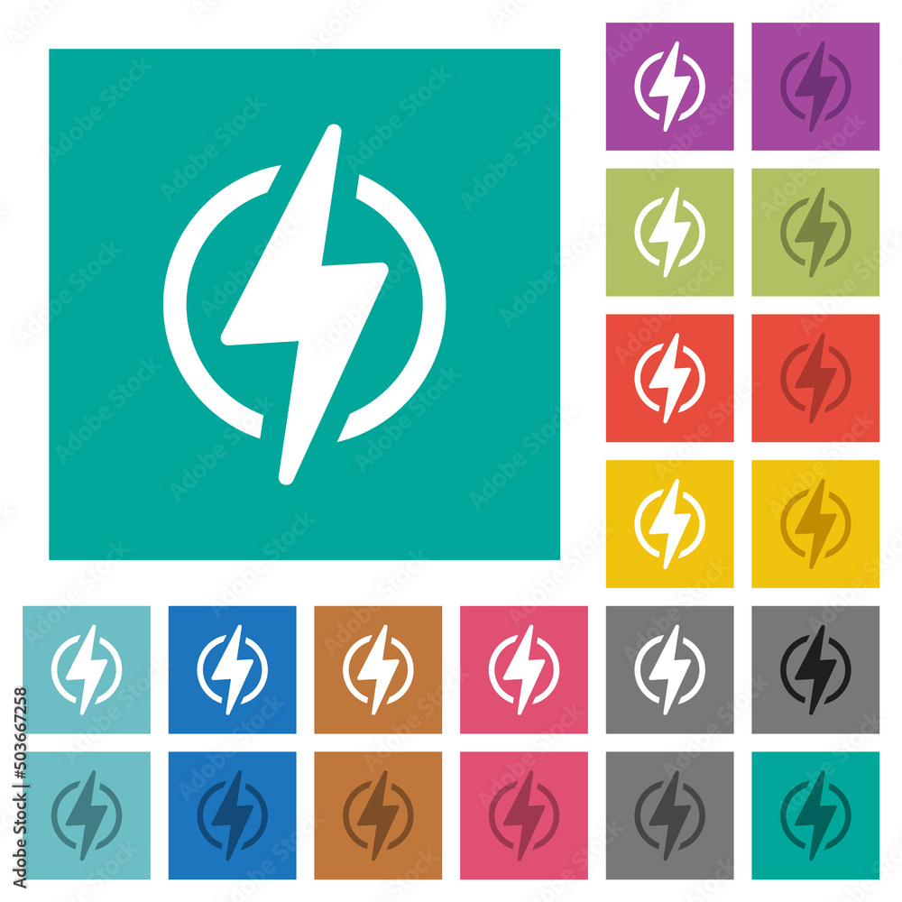 Aufkleber lightning in circle square flat multi colored icons