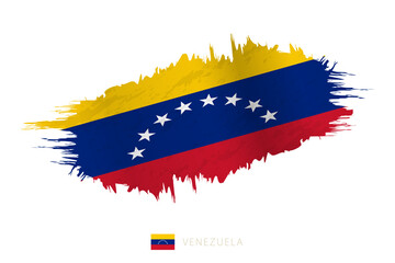 Painted brushstroke flag of Venezuela with waving effect.