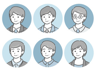 中年男性の斜め向き上半身セット