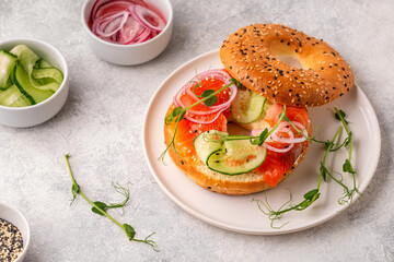 Bagel and Salmon Lox with Cream Cheese