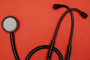 Medical stethoscope. Black medical stethoscope.The concept of healthcare.