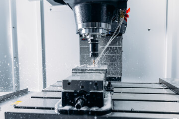 Process working CNC turning cutting milling metal Industry machine iron tools with splash water