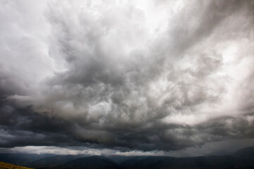 Sunset and dramatic clouds in Cerdanya, Pyrenees, Spain