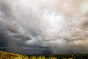 Sunset and dramatic clouds in Cerdanya, Pyrenees, Spain