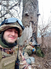 Ukrainian soldier young adult portrait photography in time of war in Ukraine against russia