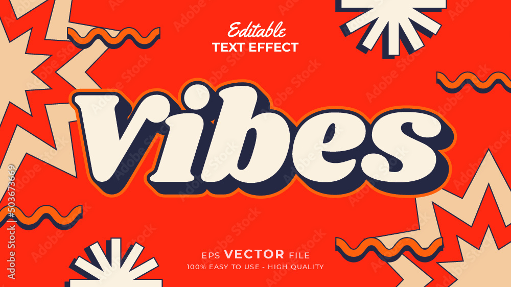 Fototapete editable text style effect - retro old school cartoon text in groovy style theme
