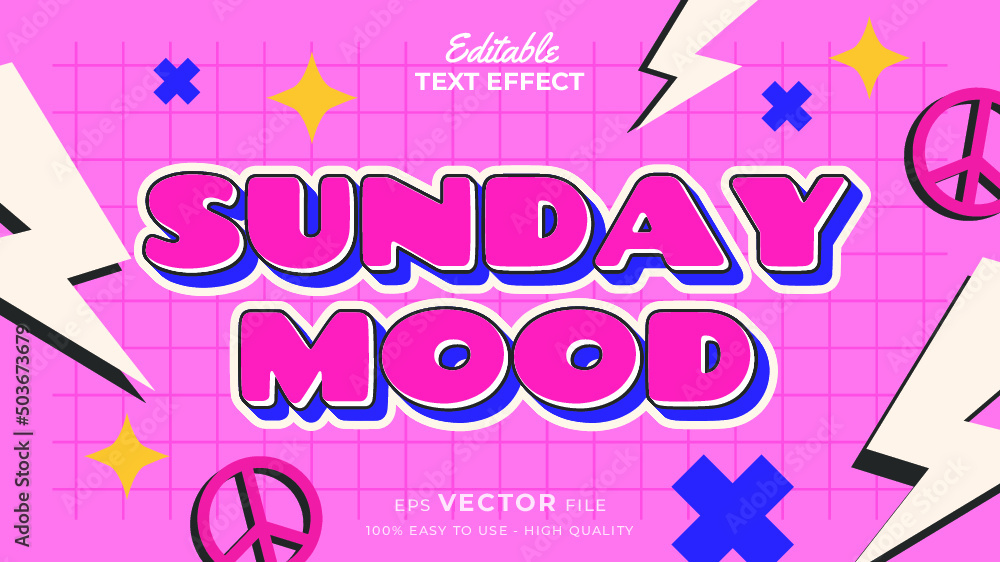 Aufkleber editable text style effect - retro old school cartoon text in groovy style theme