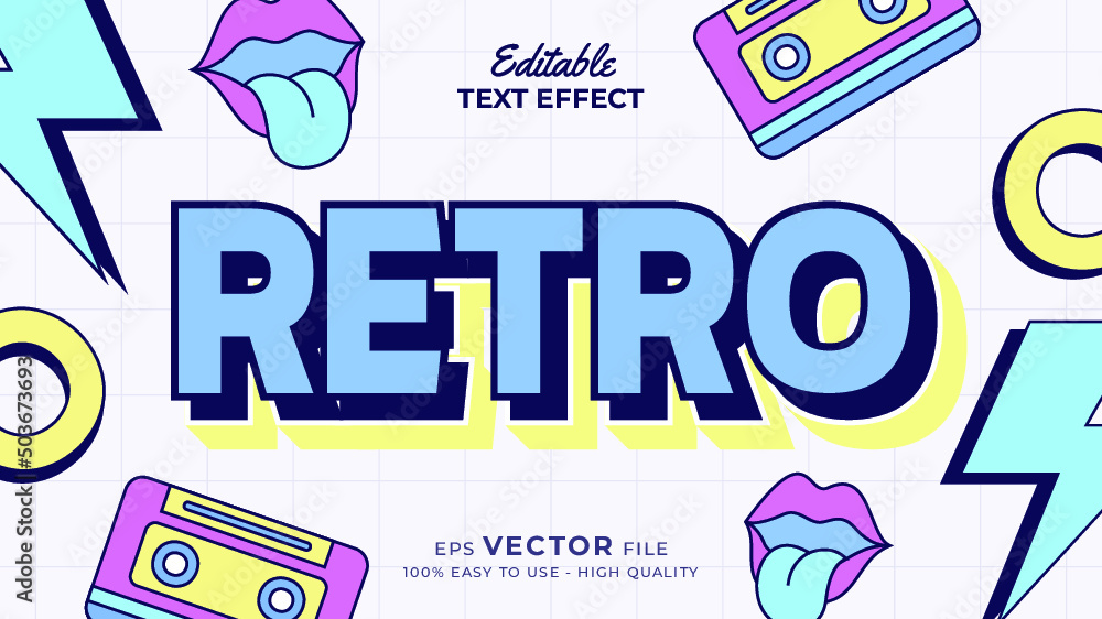 Poster editable text style effect - retro old school cartoon text in groovy style theme