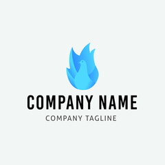 Cute Blue Dove Vector Logo Design