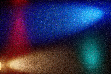 On a gradient multicolored background, rays of blue turquoise cream and red gradient light