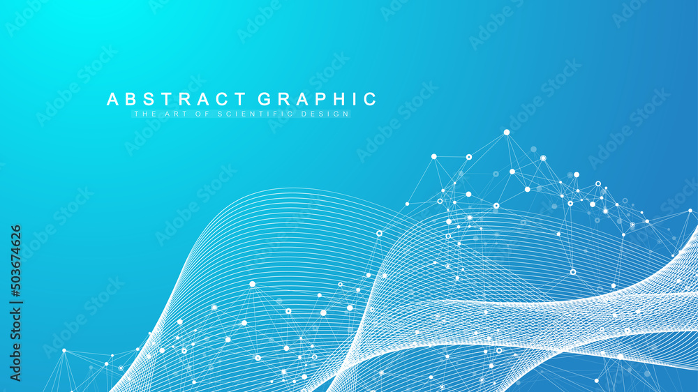 Aufkleber Geometric abstract background with connected lines and dots. Connectivity flow point. Molecule and communication background. Graphic connection background for your design. Vector illustration.