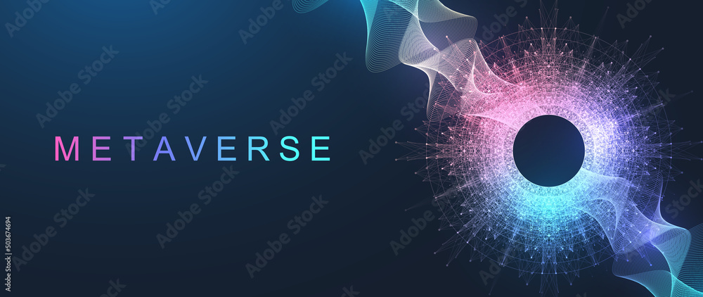 Poster Virtual global internet connection metaverse with a new experience in metaverse virtual reality technology. Metaverse digital world smart futuristic interface technology background, futuristic vector