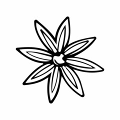 Black and white flower, graphics. Line illustration