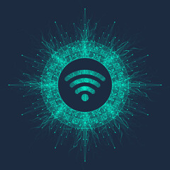 Wi-Fi wireless network signal technology internet concept. High Internet speed. Vector illustration. - obrazy, fototapety, plakaty