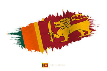 Painted brushstroke flag of Sri Lanka with waving effect.