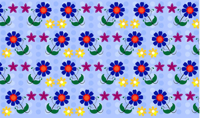 seamles floral pattern with blue flowers on blue background