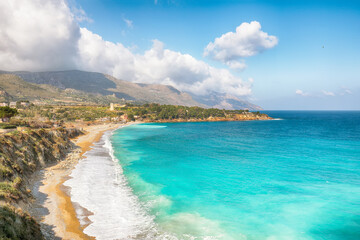 Amazing seascape of Guidaloca Beach near Castellammare del Golfo.