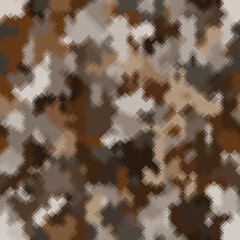 Seamless pattern brown pixel digital camouflage desert sand background