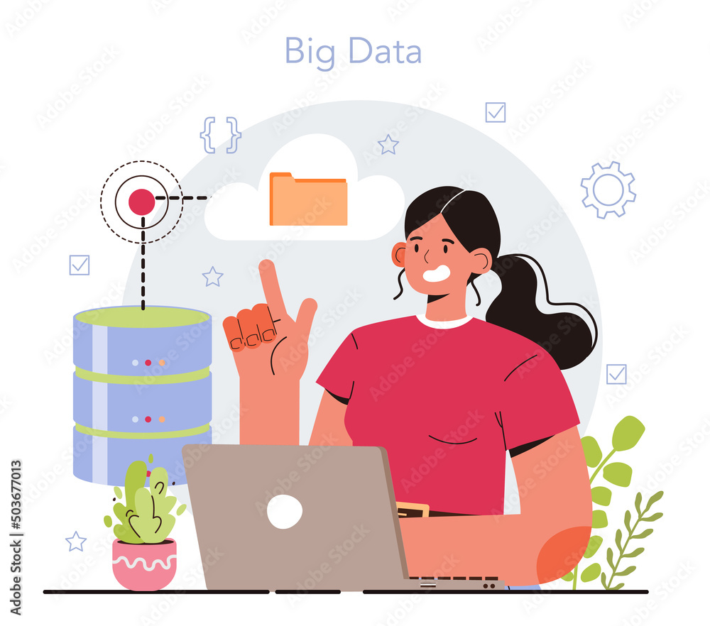 Poster big data concept. mining and analyzing of digital information for business