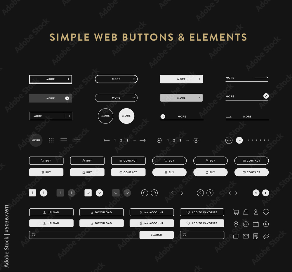 Wall mural simple web buttons & elements