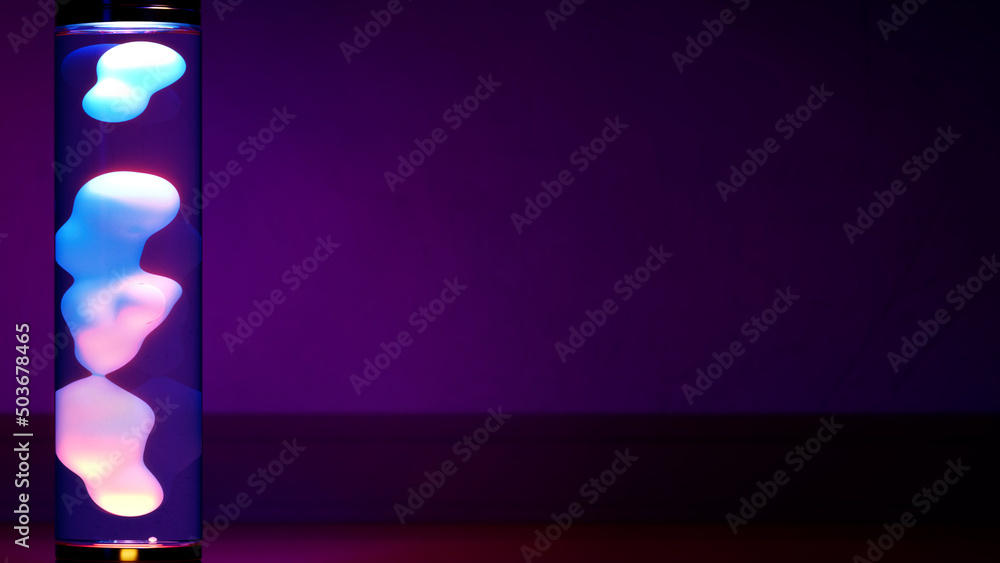 Aufkleber purple lava lamp on left on dark background with free place - abstract 3d rendering