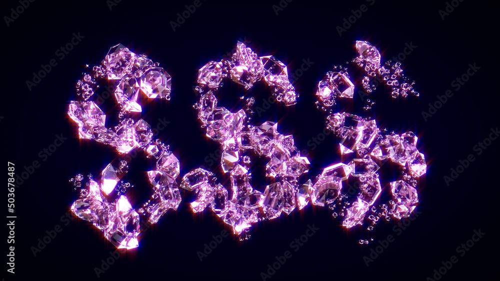 Poster $$$ - text made of shining pink diamonds, isolated - object 3d rendering