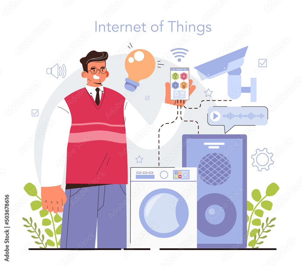 Poster internet of things development. idea of smart wireless electronics.
