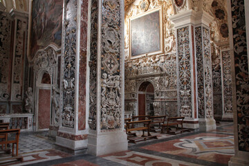 baroque church (gesù) in palermo in sicily (italy) - obrazy, fototapety, plakaty