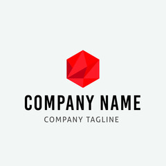 Abstract red color polygon vector logo design template